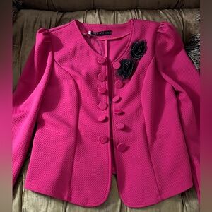 Pink Textured Button-Up Top